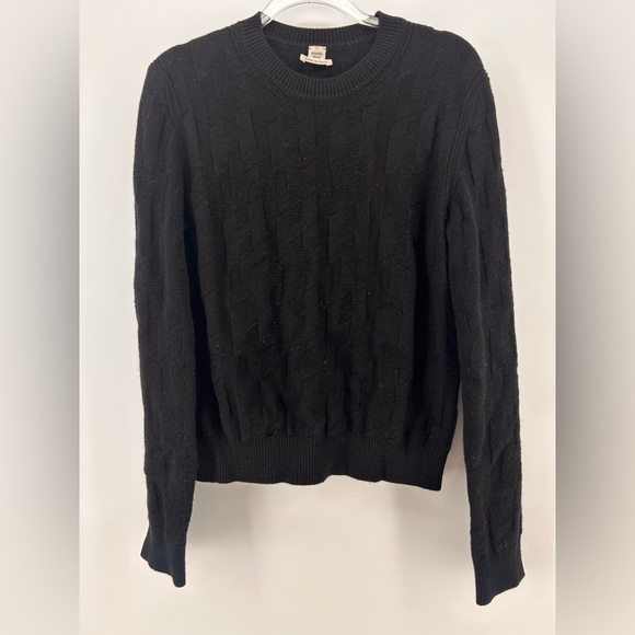 Hermes Sweaters - Hermes h long sleeve black 100% wool knit sweater detail H size 40 US 8